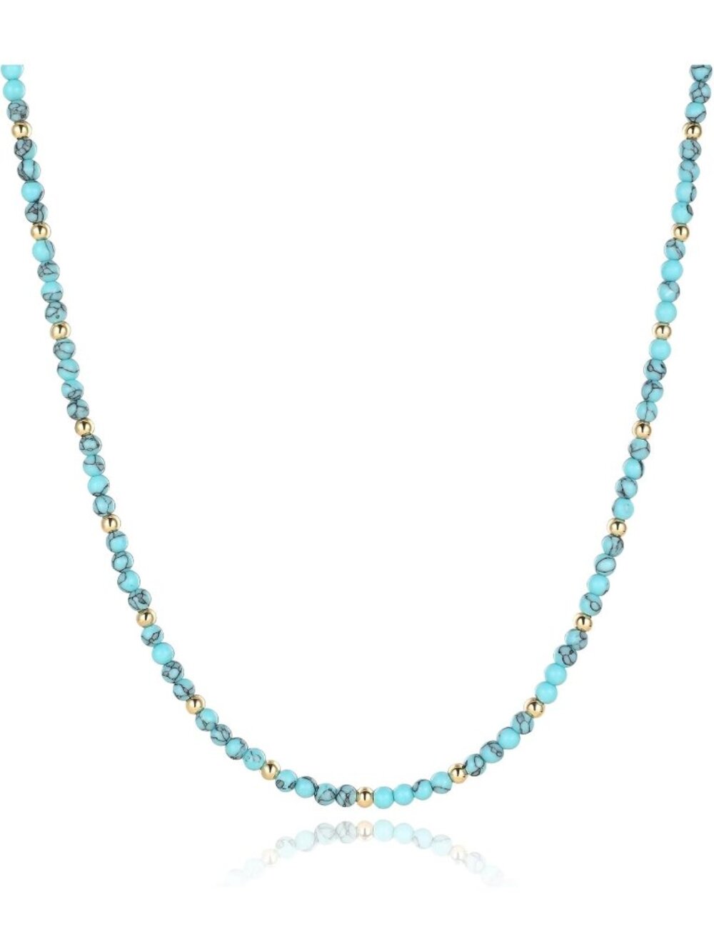 Women's Blue Beaded Gold Choker Necklace Boho Summer Beach Jewelry